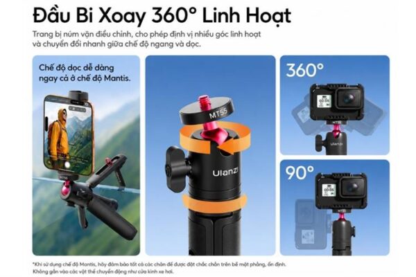 Đầu bi xoay 360° linh hoạt